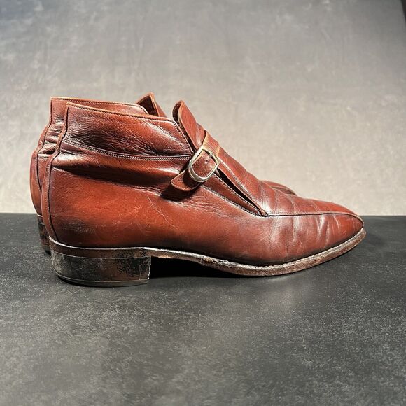 Florsheim Monk Strap Leather Shoes Men\'s 10.5 C Chesnut Brown Leather Dress